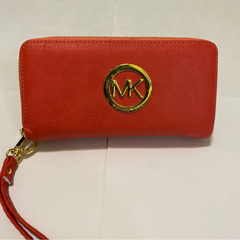 Michael Kors Coral Wristlet with Gold Accents